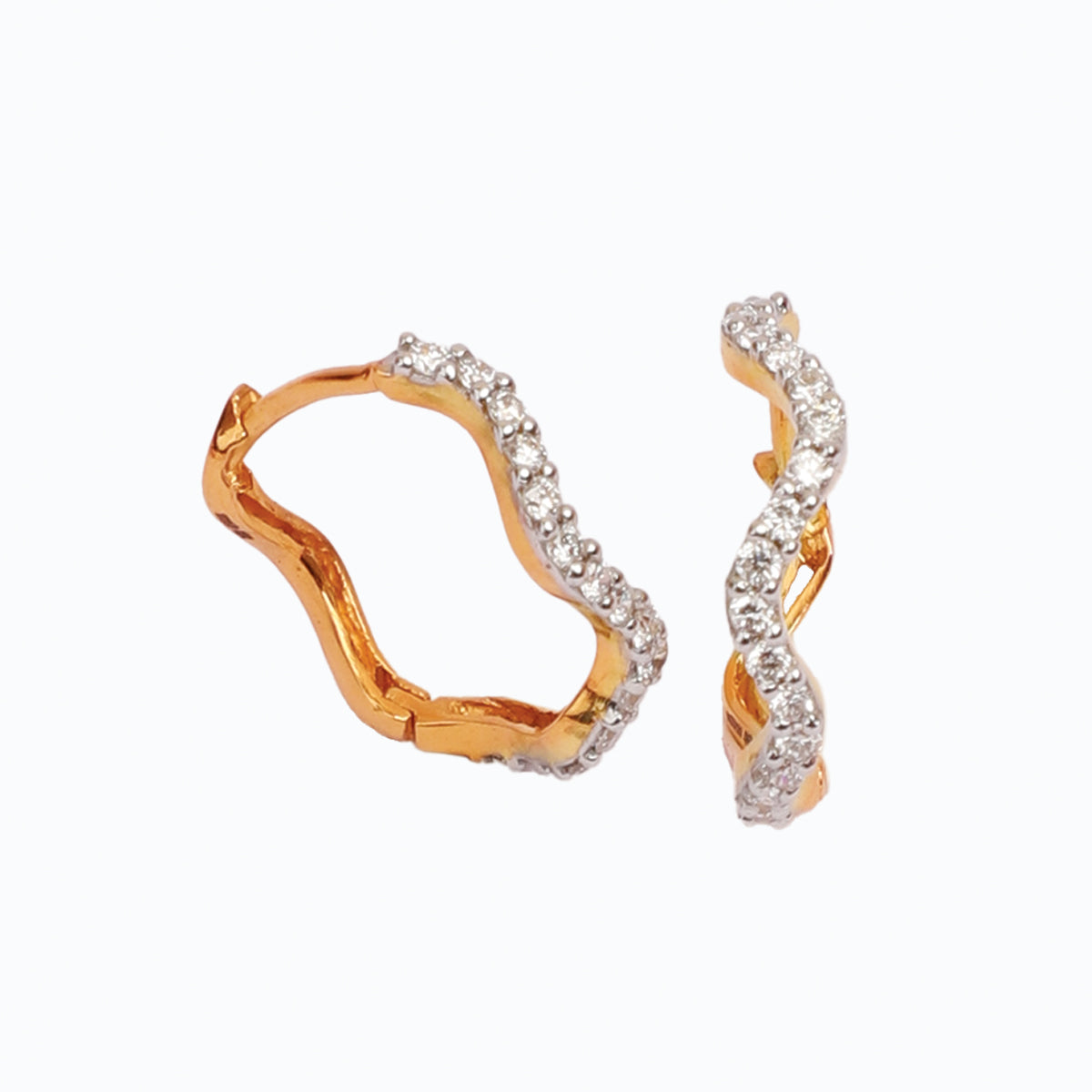 Wave Hoop Diamond Earrings