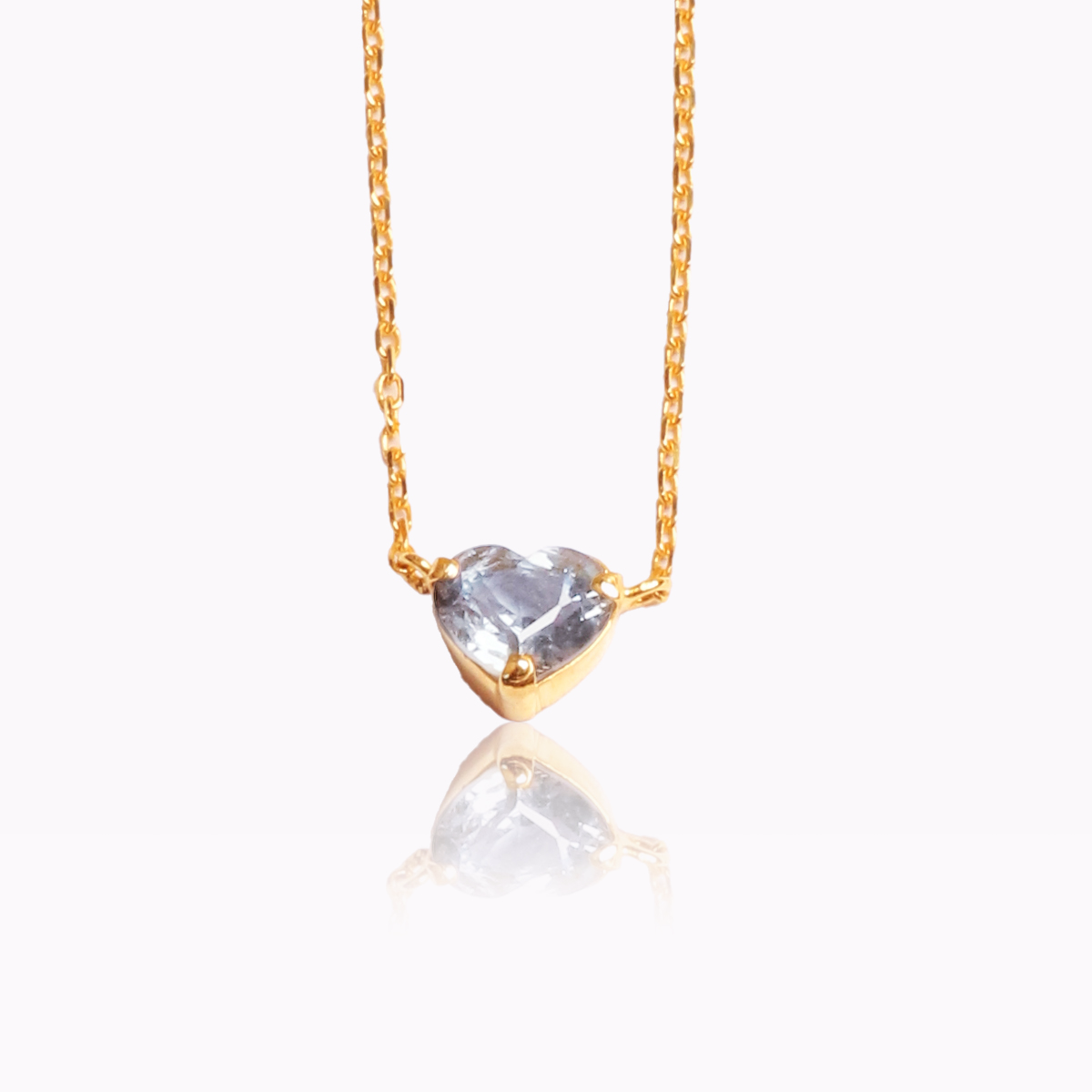 AMOUR HEART -  Light Grey Spinel Necklace