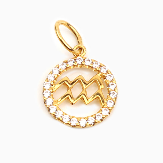 AQUARIUS - ZODIAC SIGN 18K GOLD PENDANT