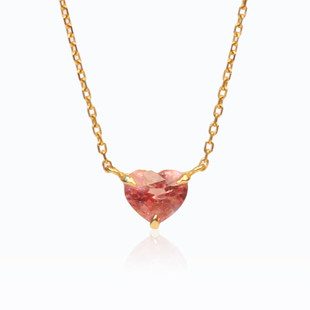 AMOUR Heart Red Orange Spinel Necklace