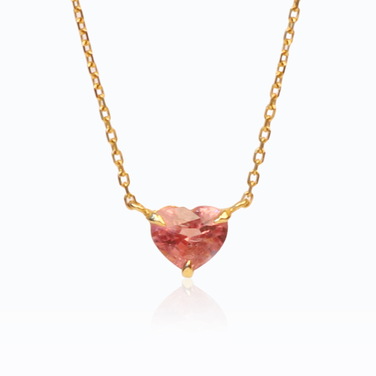 AMOUR Heart Spinel Necklace(Red Orange)