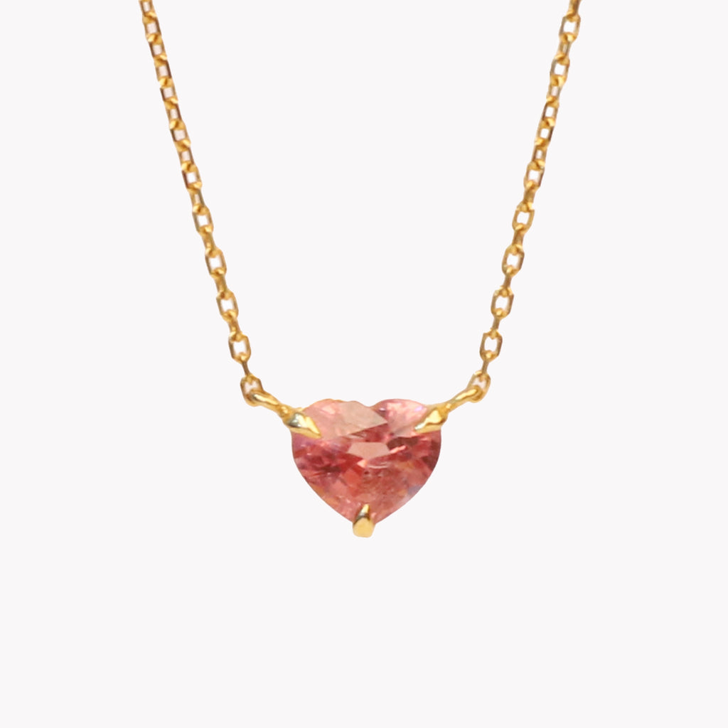 AMOUR Heart Red Orange Spinel Necklace