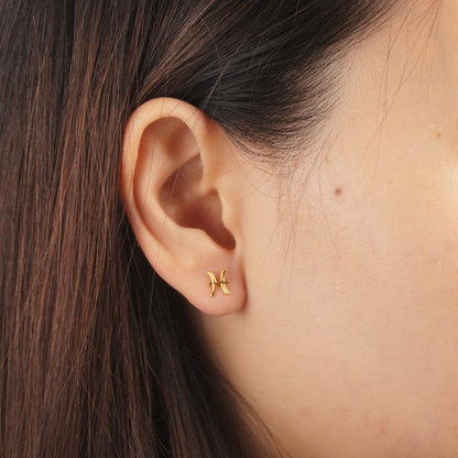 PISCES - ZODIAC SIGN 18K GOLD EARRINGS