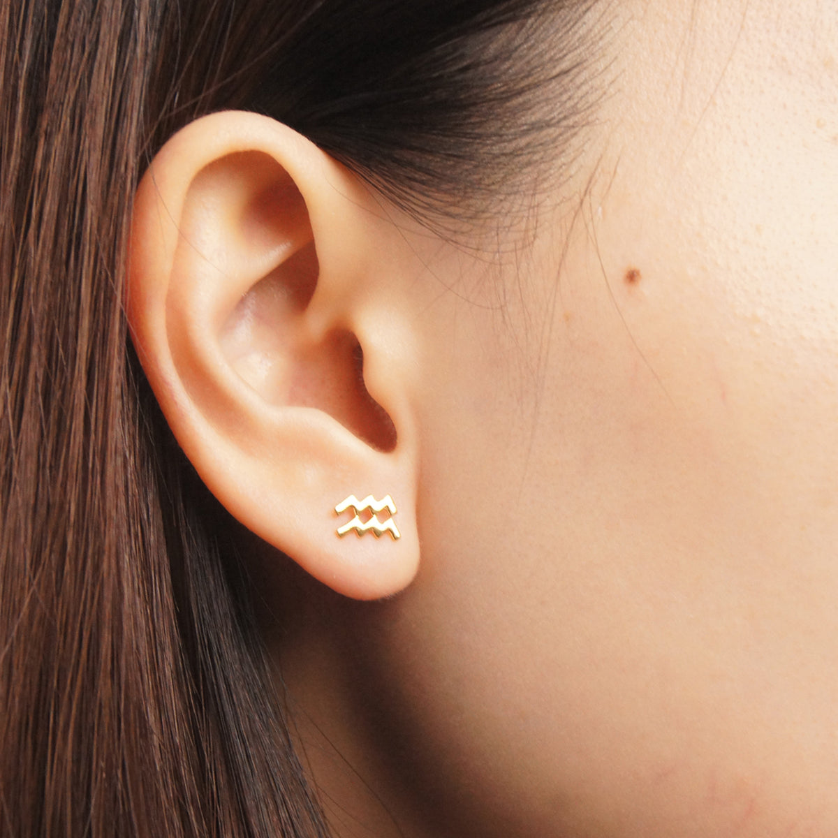 AQUARIUS - ZODIAC SIGN 18K GOLD EARRINGS